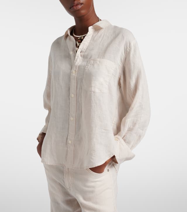 "Breathable 100% linen button-down shirt for summer"